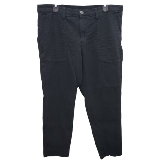 Old Navy Woman's Black Textured Cotton Knit Cropped Ankle Casual‎ Pants Plus 14 - Picture 1 of 8